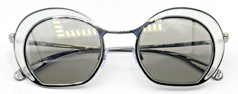 Giorgio Armani Sunglasses AR6073 3010/6G Silver Cat Eye Frame Gray Lens 47mm